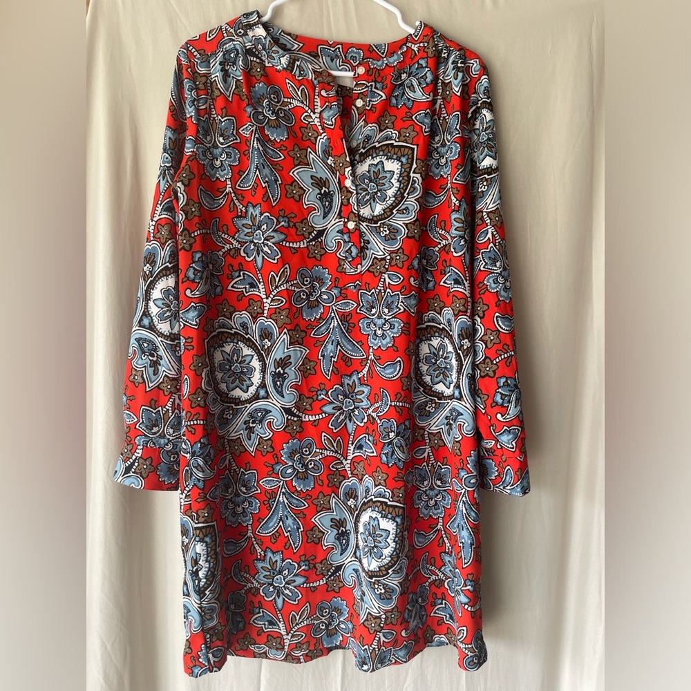 LOFT Red and Blue Floral Dress